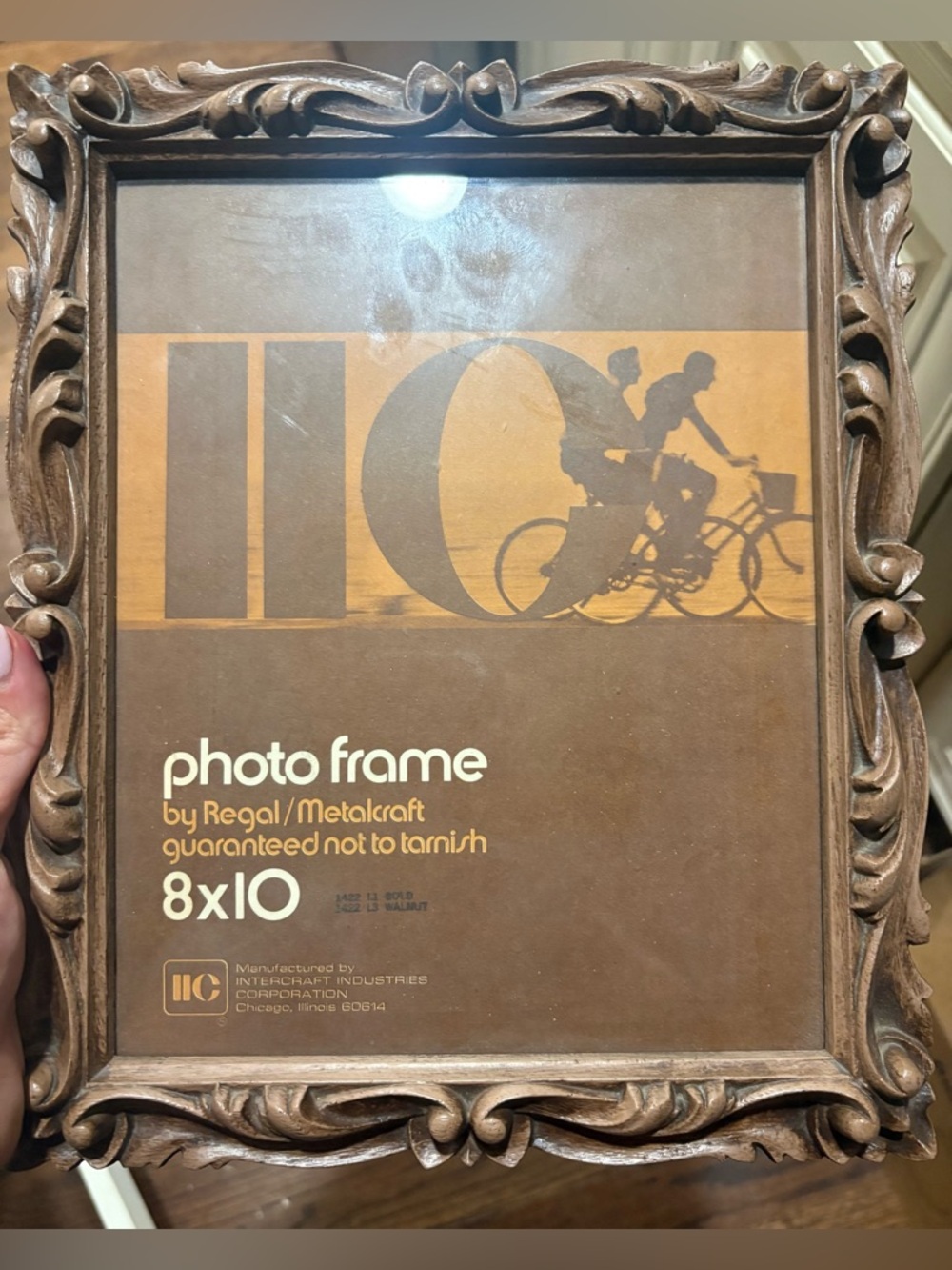 Vintage Brown Ornate 8x10 Photo Frame MCM Regal Metalcraft